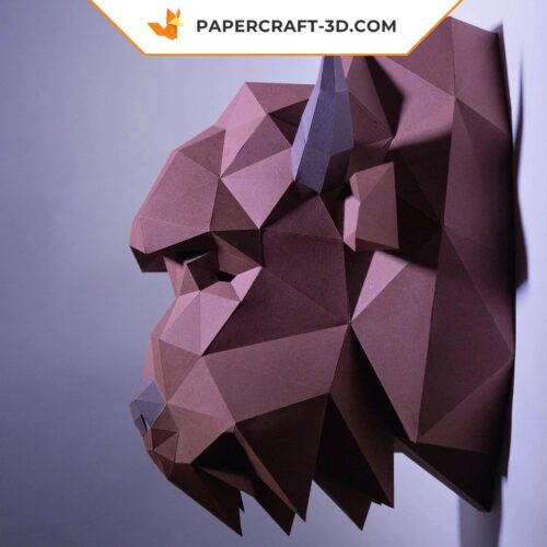 Papercraft bison head in 3D origami