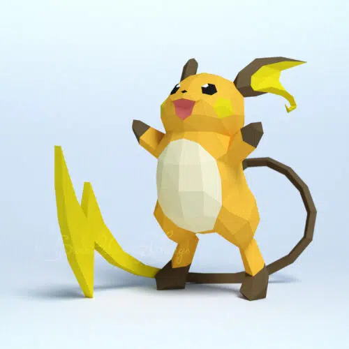 Papercraft of Raichu Pokémon in origami 3D