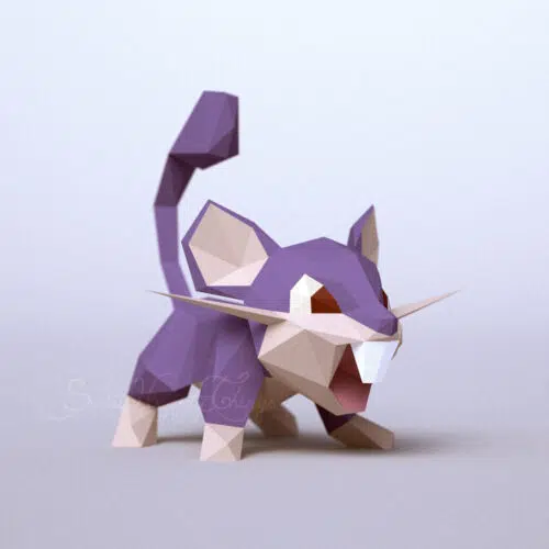 Papercraft of Raticate Pokémon in 3D origami