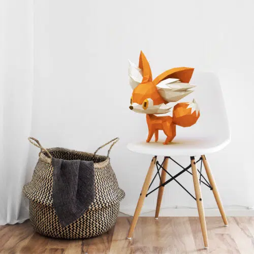 Papercraft baby fox in origami