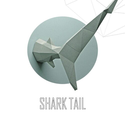 Papercraft shark tail wall art in origami