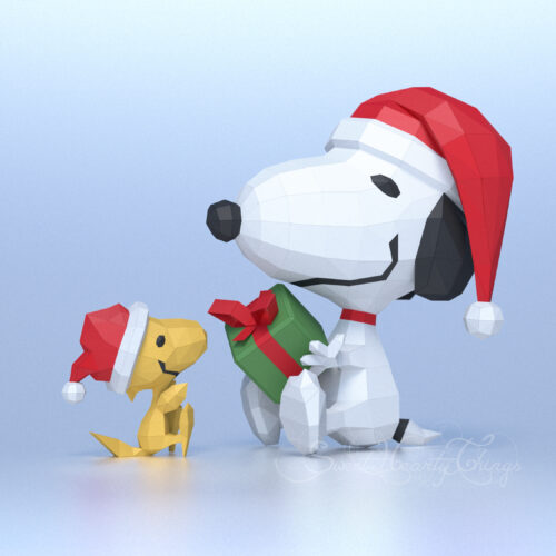 Papercraft Snoopy Christmas in origami