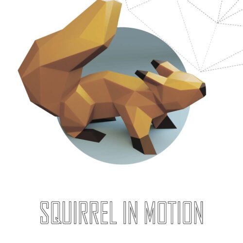 Papercraft squirrel in 3D origami