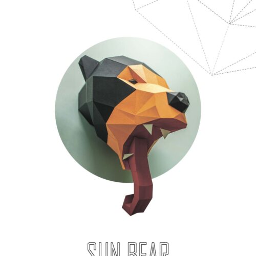 Papercraft Malayan bear head in origami
