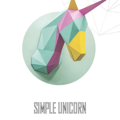 Papercraft unicorn head in origami