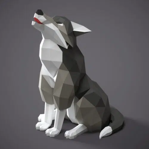 Papercraft of wolf in origami