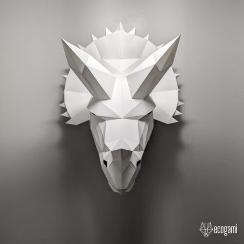Papercraft triceratops head in 3D origami