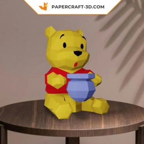 Papercraft of Winnie the Pooh in 3D origami