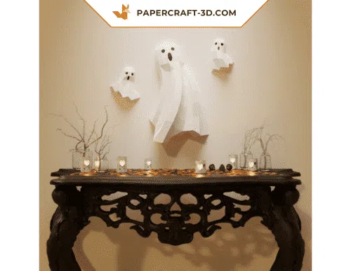 Papercraft ghosts for Halloween in 3D origami