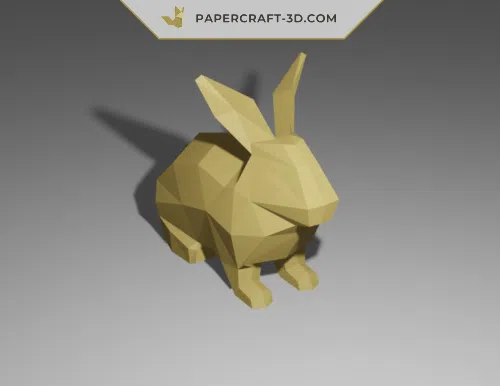 Papercraft free sitting rabbit in 3D origami