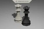 Papercraft chess queen in 3D origami