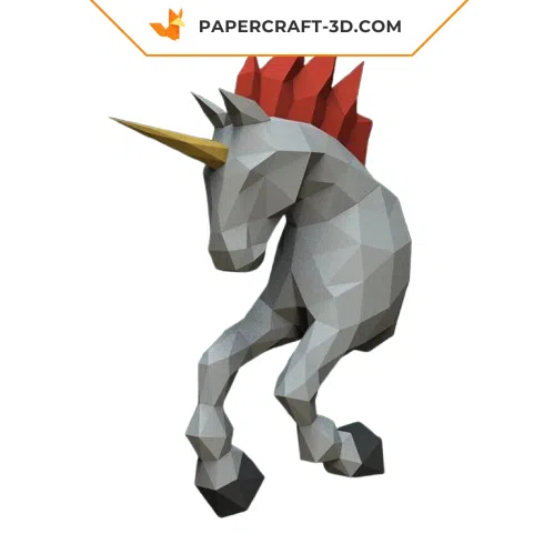 papercraft licorne mural origami 3d