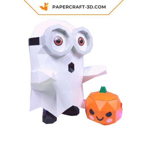 papercraft minion avec citrouille fantome 3D