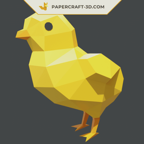 Papercraft chick in origami 3D