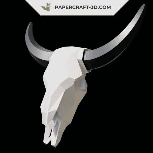 Papercraft of bison skull in 3D origami
